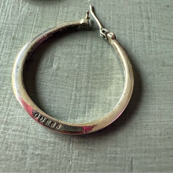 Guess Silver Tone Hoop Earrings - Picture 2 of 5